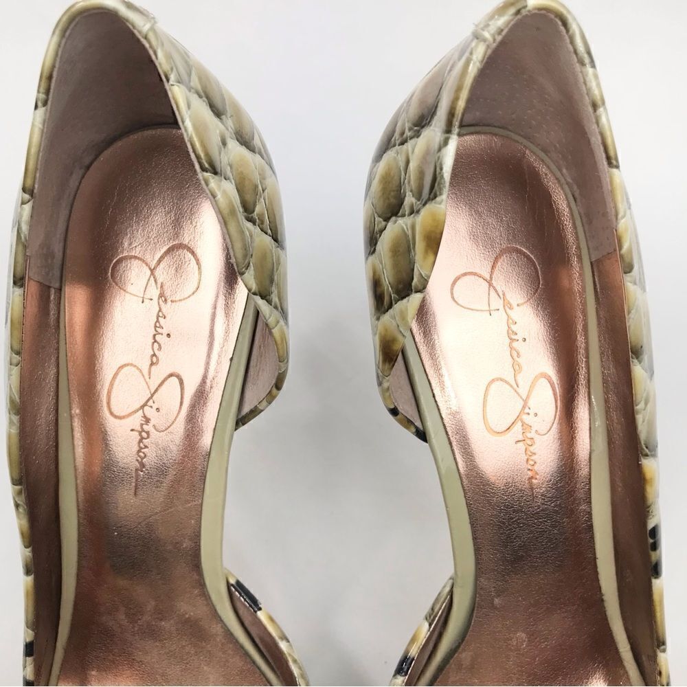 Jessica Simpson Beige Snake-Print Peep-Toe Heels - Picture 12 of 16